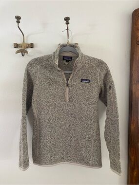 Patagonia Better Sweater Heathered Taupe and Cream Quarter Zip Pullover